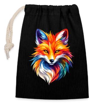 Colorful Fox Polygon Design – Moderne Fuchs Kunst - Verschließbarer Geschenkbeutel aus Baumwolle (14x20cm) - Schwarz - Vorne