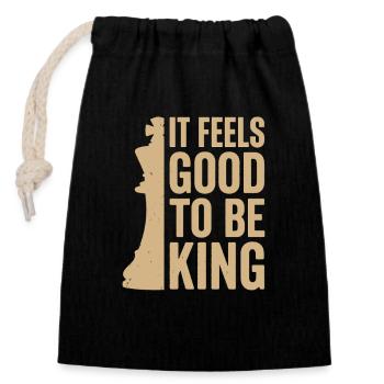 It Feels Good to Be a King – Chess Design - Closable cotton gift bag (14x20cm) - black - Front