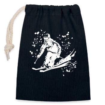 Alpin Ski Wintersport Nordischer Skilauf - Verschließbarer Geschenkbeutel aus Baumwolle (14x20cm) - Navy - Vorne