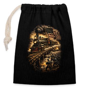 Model Railway Railway - Closable cotton gift bag (14x20cm) - black - Front