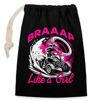 Quad ATV Femme Fille Quad Quad - Sac cadeau en coton avec cordon (14 x 20 cm) - noir - Devant