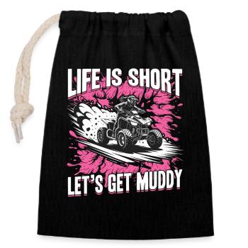 Quad ATV Femme Fille Quad Quad - Sac cadeau en coton avec cordon (14 x 20 cm) - noir - Devant