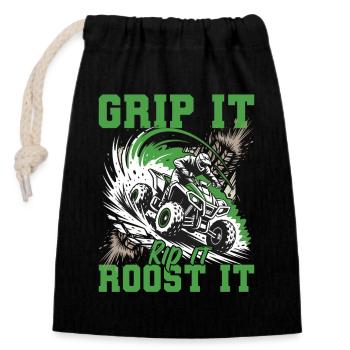 Quad ATV Garçons Hommes Quad Wheeler - Sac cadeau en coton avec cordon (14 x 20 cm) - noir - Devant