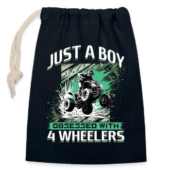Quad ATV Garçons Hommes Quad Wheeler - Sac cadeau en coton avec cordon (14 x 20 cm) - bleu marine - Devant