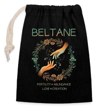 Beltane Fruchtbarkeit Fülle Liebesschöpfung - Verschließbarer Geschenkbeutel aus Baumwolle (14x20cm) - Schwarz - Vorne