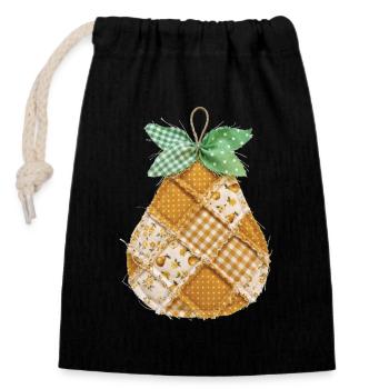 Faux Patchwork Pear Fruit Vintage-Quilt - Verschließbarer Geschenkbeutel aus Baumwolle (14x20cm) - Schwarz - Vorne
