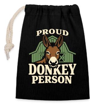 Amant des ânes Âne Animal drôle d’âne - Sac cadeau en coton avec cordon (14 x 20 cm) - noir - Devant
