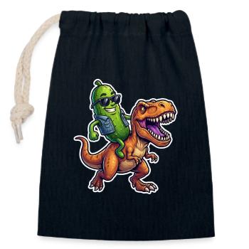 Saure Gurke reitet auf Dinosaurier - Verschließbarer Geschenkbeutel aus Baumwolle (14x20cm) - Navy - Vorne