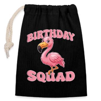 Équipe d’anniversaire Croisière d’été sur la plage Flamingo - Sac cadeau en coton avec cordon (14 x 20 cm) - noir - Devant