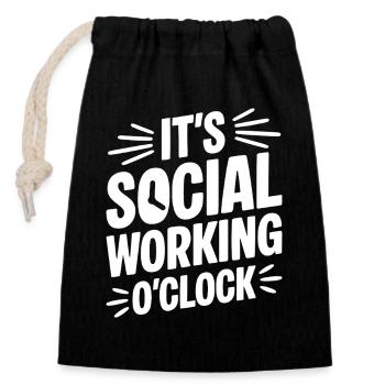 Quota de travailleurs sociaux en travail social - Sac cadeau en coton avec cordon (14 x 20 cm) - noir - Devant