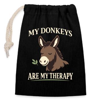 Amant des ânes Âne Animal drôle d’âne - Sac cadeau en coton avec cordon (14 x 20 cm) - noir - Devant
