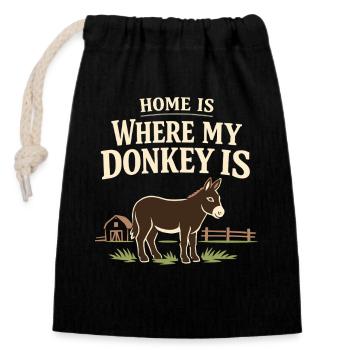 Amant des ânes Âne Animal drôle d’âne - Sac cadeau en coton avec cordon (14 x 20 cm) - noir - Devant