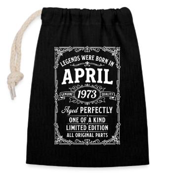 Awesome since April 1973 - Closable cotton gift bag (14x20cm) - black - Front