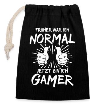 Gamer - Verschließbarer Geschenkbeutel aus Baumwolle (14x20cm) - Schwarz - Vorne