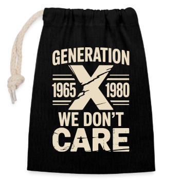 Génération X : On s’en fiche du rétro - Sac cadeau en coton avec cordon (14 x 20 cm) - noir - Devant