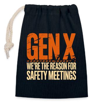 Gen X: Reason for Security Meetings - Closable cotton gift bag (14x20cm) - navy - Front