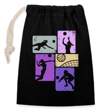 Volleyball Girls Beach Volleyball Volleyball Player - Closable cotton gift bag (14x20cm) - black - Front