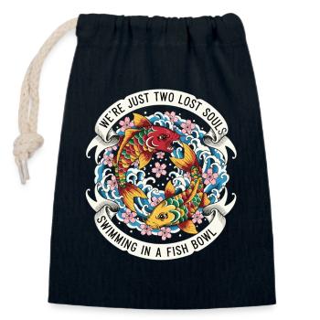 Tatouage du poisson koi au Japon - Sac cadeau en coton avec cordon (14 x 20 cm) - bleu marine - Devant