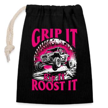 UTV Off Road Girl Woman 4 Wheeler Side by side - Verschließbarer Geschenkbeutel aus Baumwolle (14x20cm) - Schwarz - Vorne