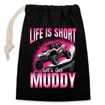 UTV Off Road Girl Woman 4 Wheeler Side by side - Verschließbarer Geschenkbeutel aus Baumwolle (14x20cm) - Schwarz - Vorne