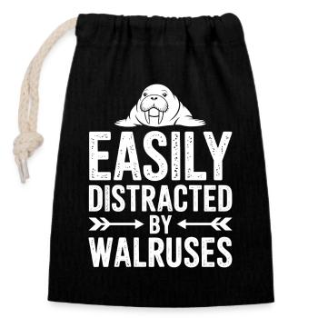 Walrus Sayings Walrus Funny Walrus Gift - Closable cotton gift bag (14x20cm) - black - Front