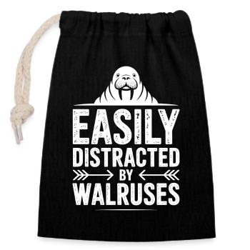 Walrus Sayings Walrus Funny Walrus Gift - Closable cotton gift bag (14x20cm) - black - Front