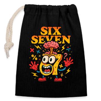 Six Seven 67 Italian Brainrot Nerd Humour Drôle - Sac cadeau en coton avec cordon (14 x 20 cm) - noir - Devant