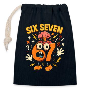 Six Seven 67 Italian Brainrot Nerd Humour Drôle - Sac cadeau en coton avec cordon (14 x 20 cm) - bleu marine - Devant