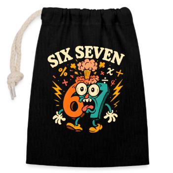 Six Seven 67 Italian Brainrot Nerd Humour Drôle - Sac cadeau en coton avec cordon (14 x 20 cm) - noir - Devant