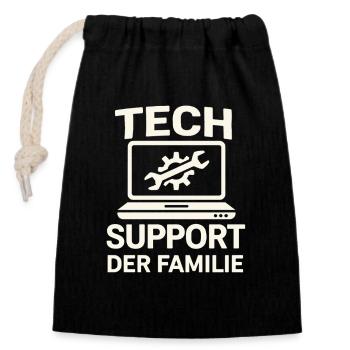  Tech Support Der Familie Computerheld IT Nerd - Verschließbarer Geschenkbeutel aus Baumwolle (14x20cm) - Schwarz - Vorne