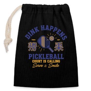 Pickleball Funny Player Dink Happens Love - Closable cotton gift bag (14x20cm) - black - Front