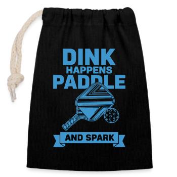 Pickleball-Dink passiert Paddel und Spark Lustig - Verschließbarer Geschenkbeutel aus Baumwolle (14x20cm) - Schwarz - Vorne