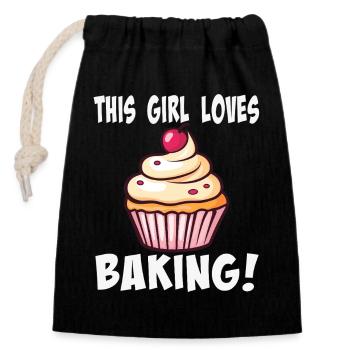 Cake Lover Cinnamon Cupcake - Closable cotton gift bag (14x20cm) - black - Front