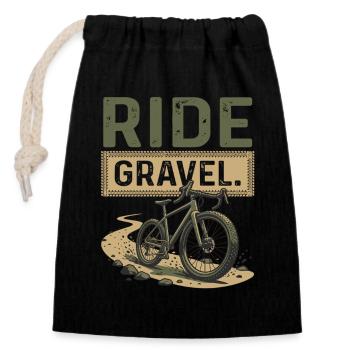 Gravel Bike Ride Bike Adventure - Closable cotton gift bag (14x20cm) - black - Front