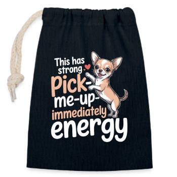 Sofort hochheben | Chihuahua Gute Laune - Verschließbarer Geschenkbeutel aus Baumwolle (14x20cm) - Navy - Vorne