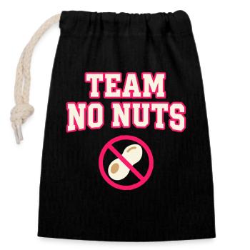 Team No Nuts mit Erdnuss Symbol - Verschließbarer Geschenkbeutel aus Baumwolle (14x20cm) - Schwarz - Vorne