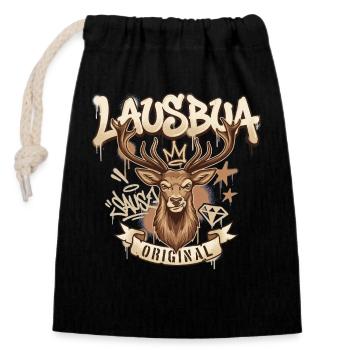 Kinder Lausbua Shirt Tracht Herren Trachtenshirt - Verschließbarer Geschenkbeutel aus Baumwolle (14x20cm) - Schwarz - Vorne