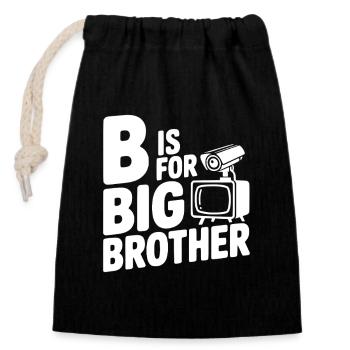 B is for Big Brother - Closable cotton gift bag (14x20cm) - black - Front
