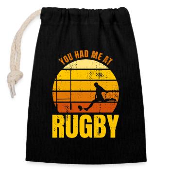 Rugby saying - Closable cotton gift bag (14x20cm) - black - Front
