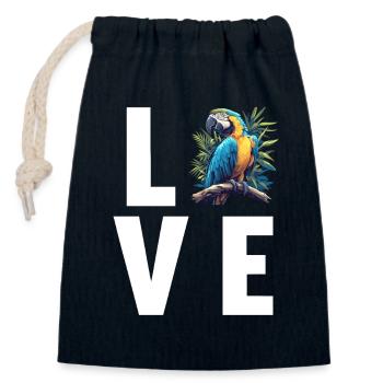 L’ère de l’ara - Sac cadeau en coton avec cordon (14 x 20 cm) - bleu marine - Devant