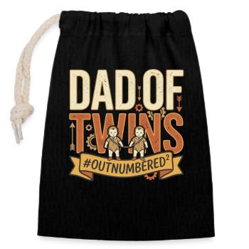 Dad of Twins Twins Dad #Outnumbered - Closable cotton gift bag (14x20cm) - black - Front