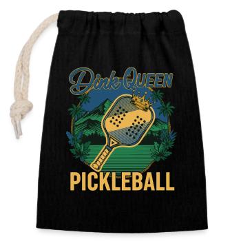 Pickleball Dink Queen player pickle ball love - Closable cotton gift bag (14x20cm) - black - Front