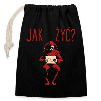 Jak Żyć Polish Meme Existential Jester - Closable cotton gift bag (14x20cm) - black - Front