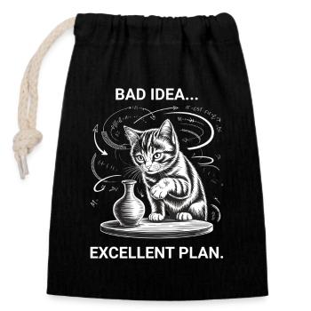 Cat Owners Humor Cat Logic Funny Cats - Closable cotton gift bag (14x20cm) - black - Front