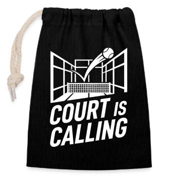 Court is Calling Padel Tennis Lifestyle Sport - Verschließbarer Geschenkbeutel aus Baumwolle (14x20cm) - Schwarz - Vorne