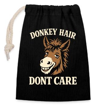 Amant des ânes Âne Animal drôle d’âne - Sac cadeau en coton avec cordon (14 x 20 cm) - noir - Devant