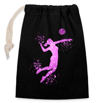 Volley-ball féminin Joueuse de volley-ball : Volley-ball de plage - Sac cadeau en coton avec cordon (14 x 20 cm) - noir - Devant
