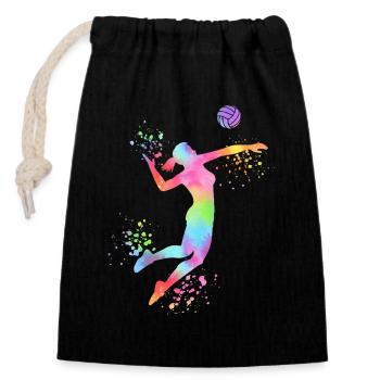 Volley-ball féminin Joueuse de volley-ball : Volley-ball de plage - Sac cadeau en coton avec cordon (14 x 20 cm) - noir - Devant