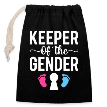 Keeper of the Gender Footprints Design - Closable cotton gift bag (14x20cm) - black - Front
