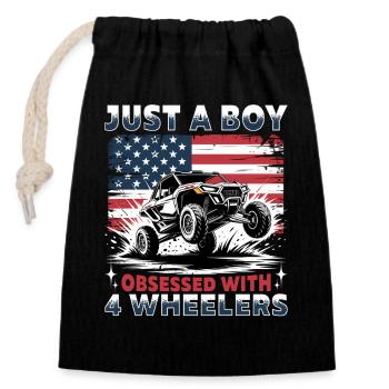 UTV Tout-Terrain Boy Men 4 Wheels Side by Side - Sac cadeau en coton avec cordon (14 x 20 cm) - noir - Devant